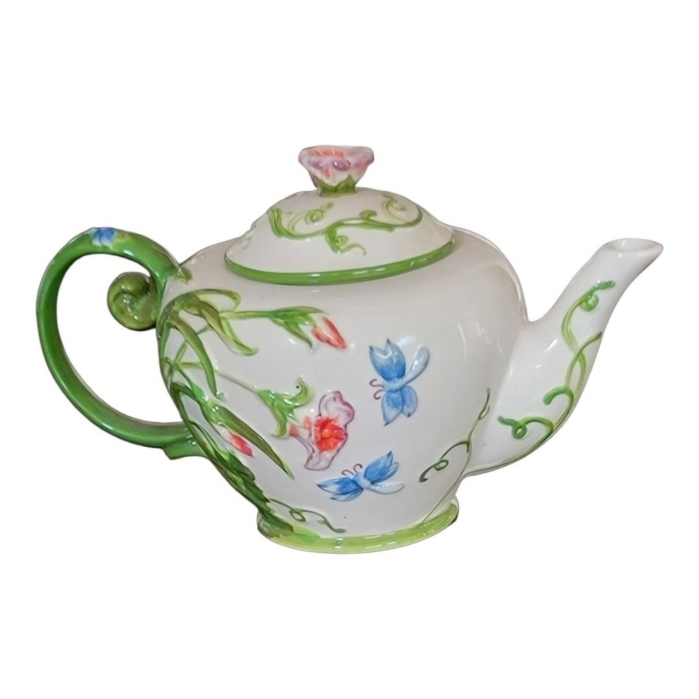 Temptations Dragonfly Teapot Hand Painted Ovenware Certified Tara Presentable‎